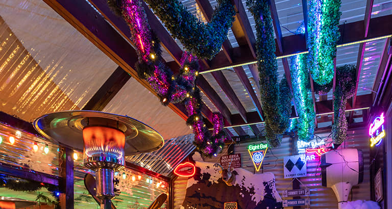 Rooftop Winter Ski Lodge at Joy District Chicago Fever