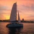 Sunset cruise on luxury catamaran in Barcelona with cava, tapas and snacks