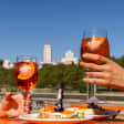 ﻿Aperol Spritz + cheese toast with salmon in Café del Río