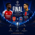 Champions League Final: Arsenal vs PSG at Rae’s London