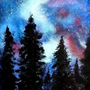 Sip and Paint Experience: Galaxy Forest painting class