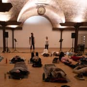 Alchemy breathwork and sound healing in a crypt in London