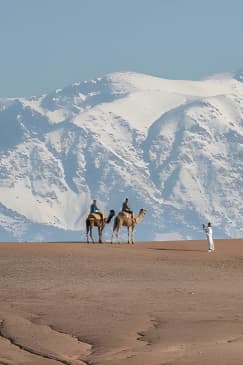 Promenade à dos de chameau à Agafay et vallée de l'Ourika dans les montagnes de l'Atlas