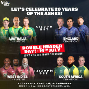 Double Match: West Indies vs South Africa Champions & England vs Australia  - World Championship of Legends