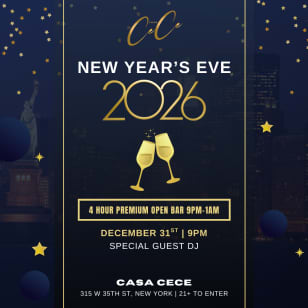 Casa CeCe NYE Celebration with 4-Hour Premium Open Bar