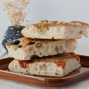 Fresh Focaccia Bread with Pesto - NYC