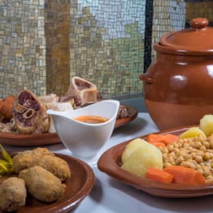 Cocido madrileño next to the Teatro Real at the Café de la Ópera