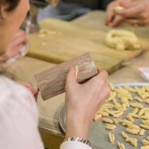 Hand Rolled Cavatelli Pasta with Fresh Spinach-Pecan Basil Pesto in Salt Lake City