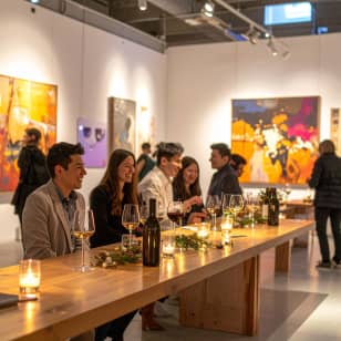 Cata de vinos en galeria de arte: 4 copas + sorteo de obra original + Exposicion guiada por pintor