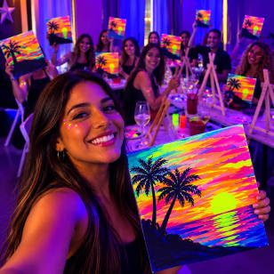 Neón Art&Wine: taller de pintura flúor con vino y picoteo por 2 h