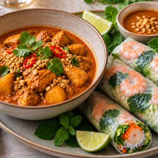 Massaman Curry and Fresh Spring Rolls - NYC