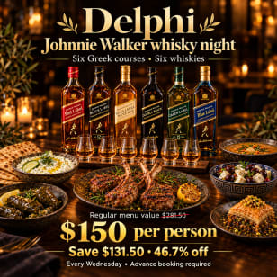 Johnnie Walker Whisky Flight & Six-Course Greek Dinner at Delphi