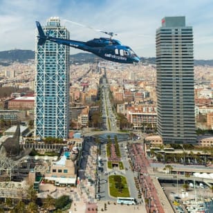 Helicopter flight over the Barcelona coastline