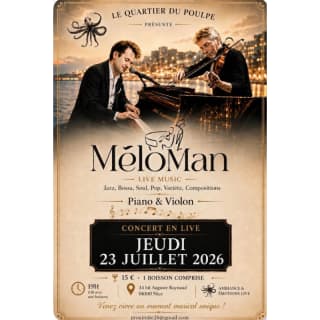 🎹 MéloMan – Concerto Live di Pianoforte e Violino a Nizza 1