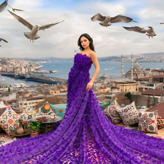 Uçan Elbise ile İstanbul Çatı Fotoğraf Çekimi 2