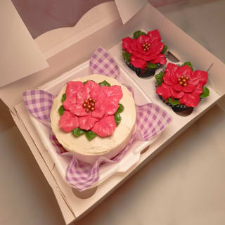 Pack dulce tarta bento y cupcakes de flores 2