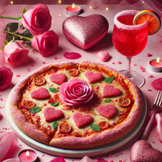 Pizza rosa + cóctel de San Valentín 1