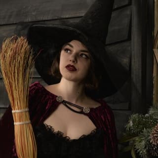Witch Costume Photo Shoot - Olde Salem Village theatrical set 1