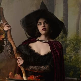 Witch Costume Photo Shoot - Olde Salem Village theatrical set 2