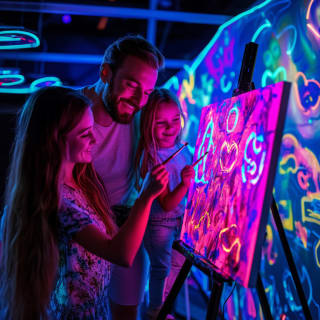Neon Brush Kids na Base LABo: Uma aula de pintura em neon para toda a família 4