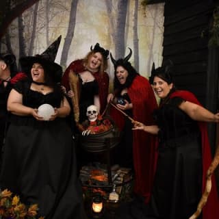 Witch Costume Photo Shoot - Olde Salem Village theatrical set