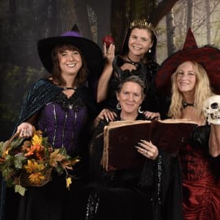 Witch Costume Photo Shoot - Olde Salem Village theatrical set