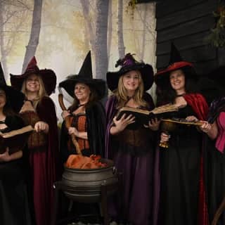 Witch Costume Photo Shoot - Olde Salem Village theatrical set