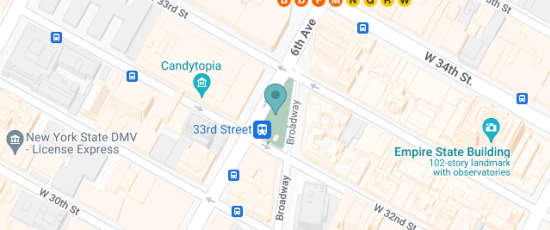 Between 32nd and 33rd Streets, Broadway and, 6th Ave, New York, NY 10001, United States, 10001
