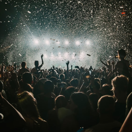 A band performing on stage.
