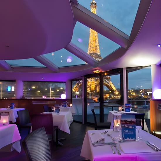 Paris Seine River Dinner Cruise with Rooftop and Live Singer