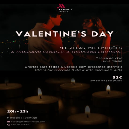 Jantar Dia dos Namorados: Mil velas, mil emoções no Lisbon Marriott Hotel!