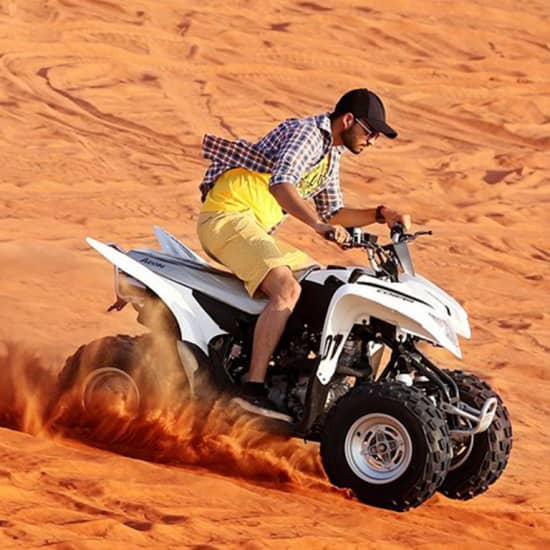 Red Dunes by Quad Bike with VIP Camp, Camels, Sandboarding & Falcon