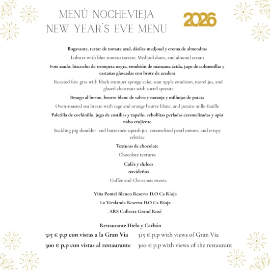 Cena de Gala Fin de Año en Hielo y Carbón, Hyatt Centric Gran Vía Hotel 5* Madrid