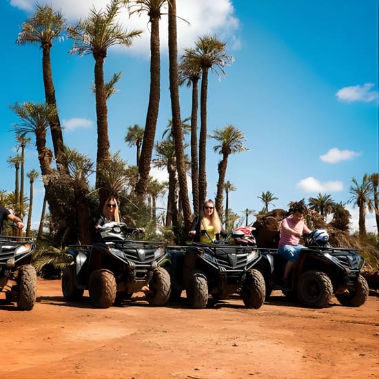 Coucher de soleil en quad dans la palmeraie de Marrakech 