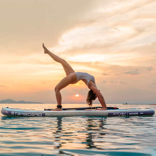 ﻿Paddle surf yoga at sunset & snack with Frizzant
