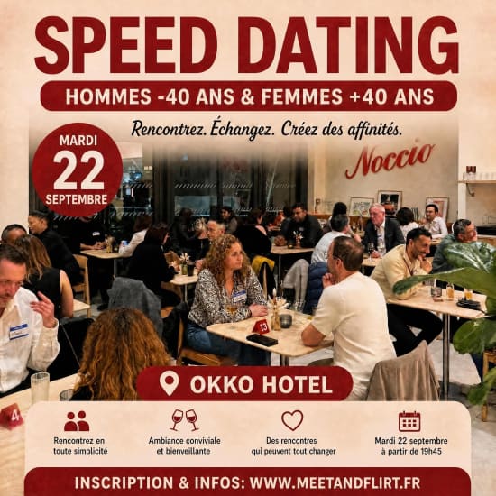 Speed dating Hommes -40 ans – Femmes +40 ans