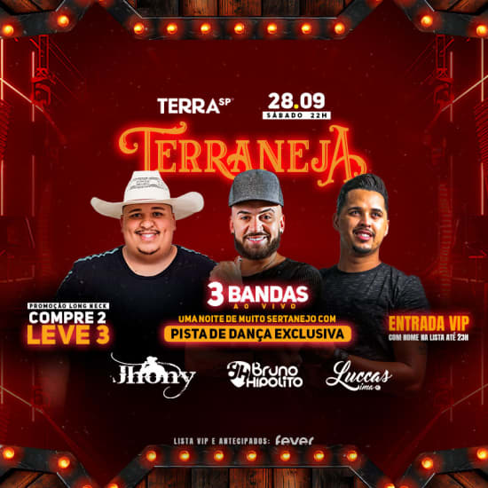 Show Terraneja com Bruno Hipólito, Jhony Quadros e Luccas Lima no Terra SP