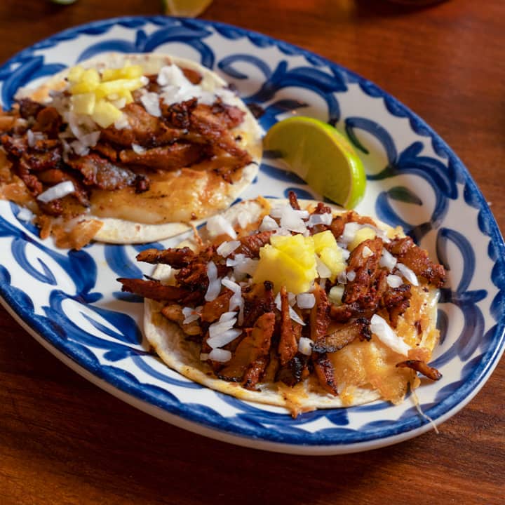 ﻿Mexican menu with tacos at La Chingona Aravaca