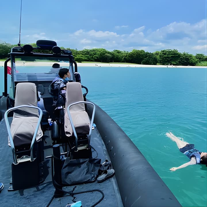 Swim N Chill on a Military Style Speedboat 