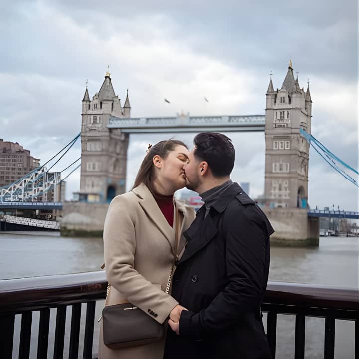 Sesión de fotos profesional privada frente al Tower Bridge de Londres