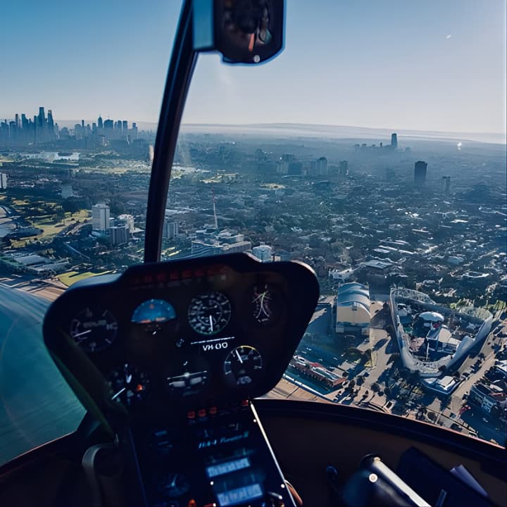 ﻿Balade panoramique en hélicoptère dans la ville de Melbourne