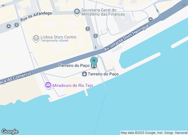 Map showing location of Estação de Metro Terreiro do Paço