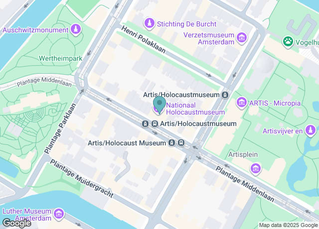 Map showing location of Nationaal Holocaustmuseum