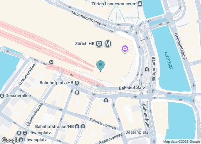 Map showing location of Bahnhofpl., 8001 Zürich