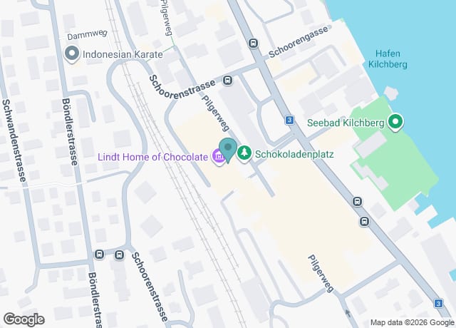 Map showing location of Lindt Home of Chocolate