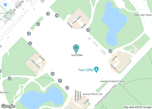 Map showing location of Eiffel Tower