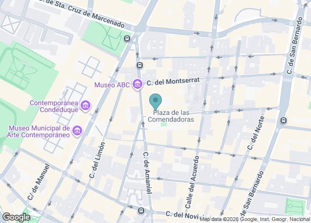 Map showing location of Convento de las Comendadoras de Santiago