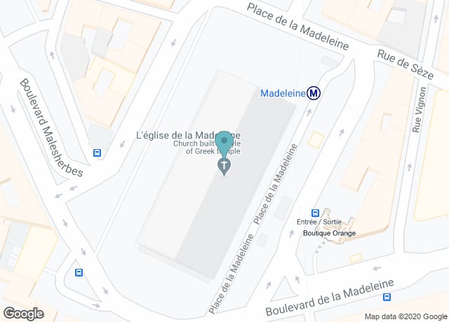 Map showing location of La Madeleine
