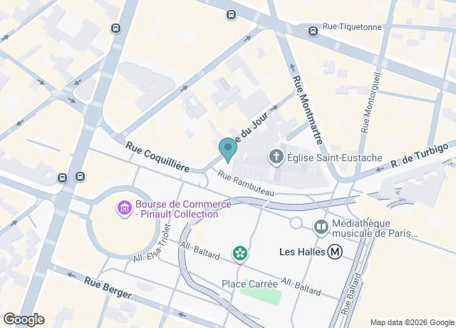Map showing location of Saint-Eustache Church