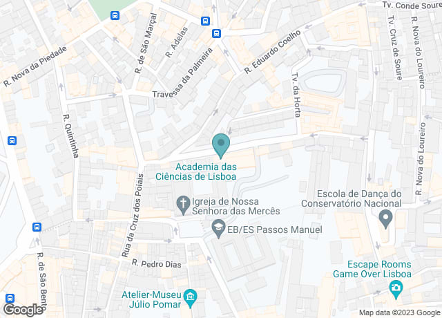 Map showing location of Academia das Ciências de Lisboa